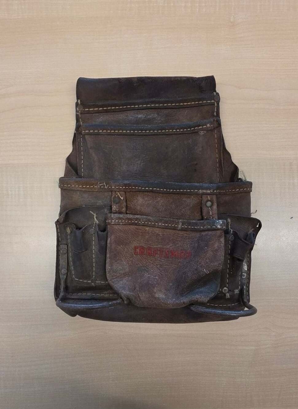 Vintage Craftsman Heavy Duty Leather Tool Pouch Brown Leather Work Bag
